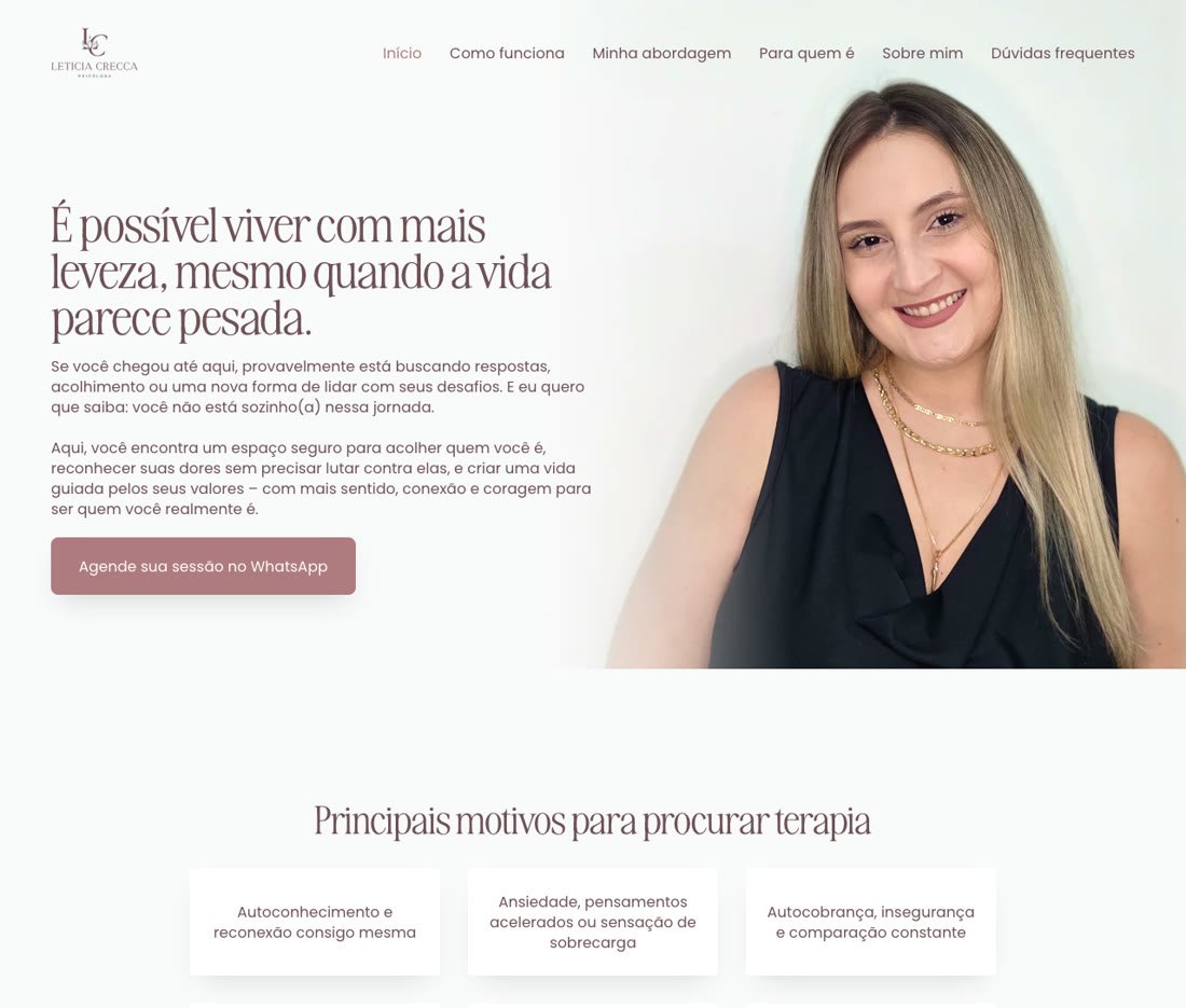 Letícia Crecca: landing page